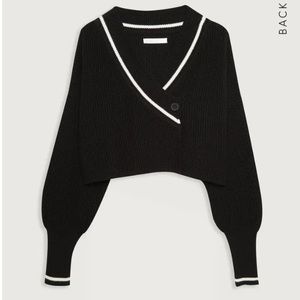 Oak + Fort VARSITY CARDIGAN in Black/White